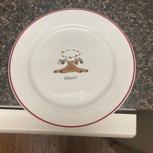 White Holiday Plates with Red Trim